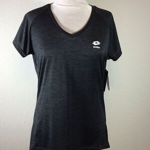 Lotto Training Top New Charcoal Heather Women’s Active Tee Shirt V Neck Size XL